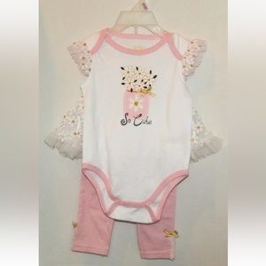 DDG Darlings 6/9 months 2pc Infant Baby Girl Bodysuit + Tutu Pants Pink